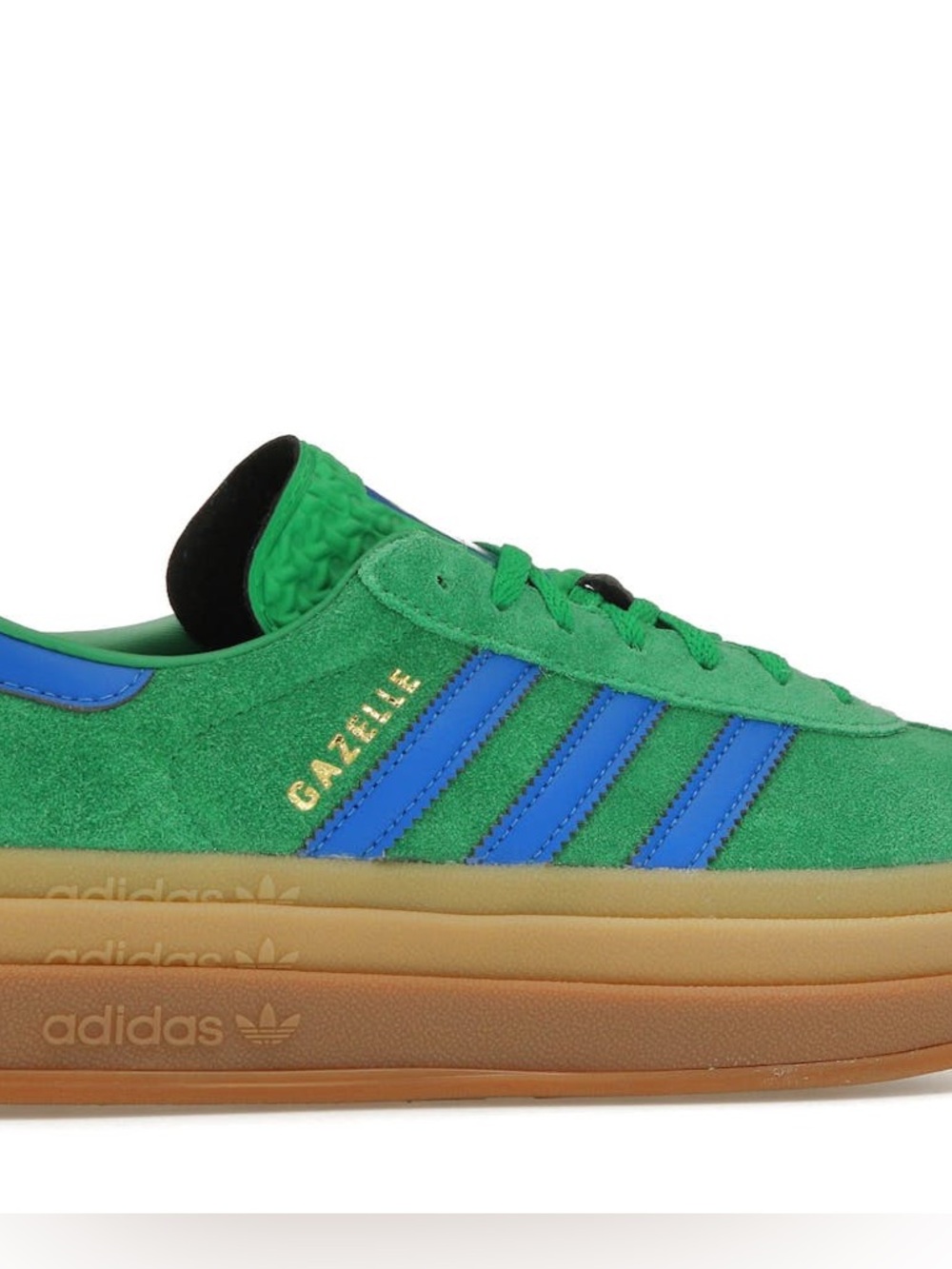 adidas Gazelle Bold Green Blue Gum Suede Sneakers with Blue Stripes NWT - Picture 3 of 9